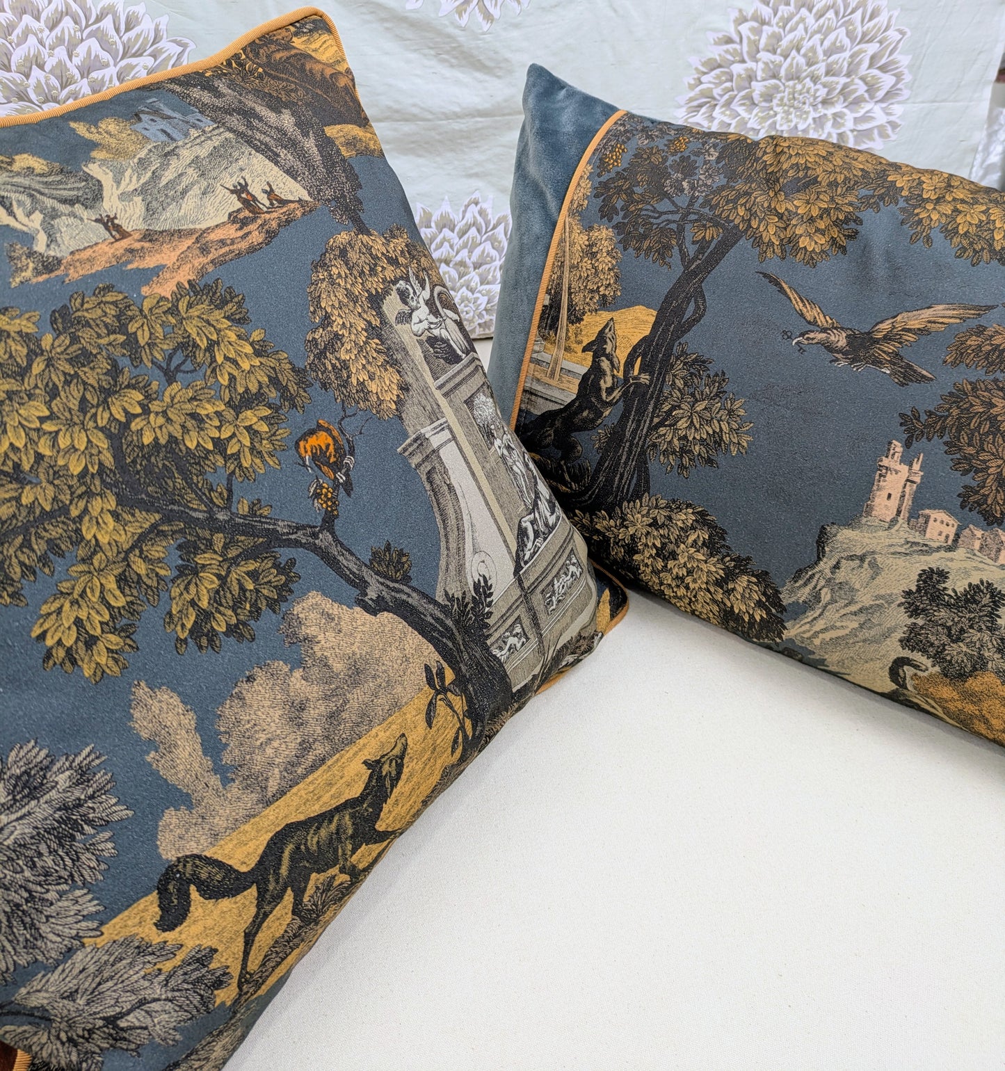Velvet Cushions in Versailles Grand by Cole & Son