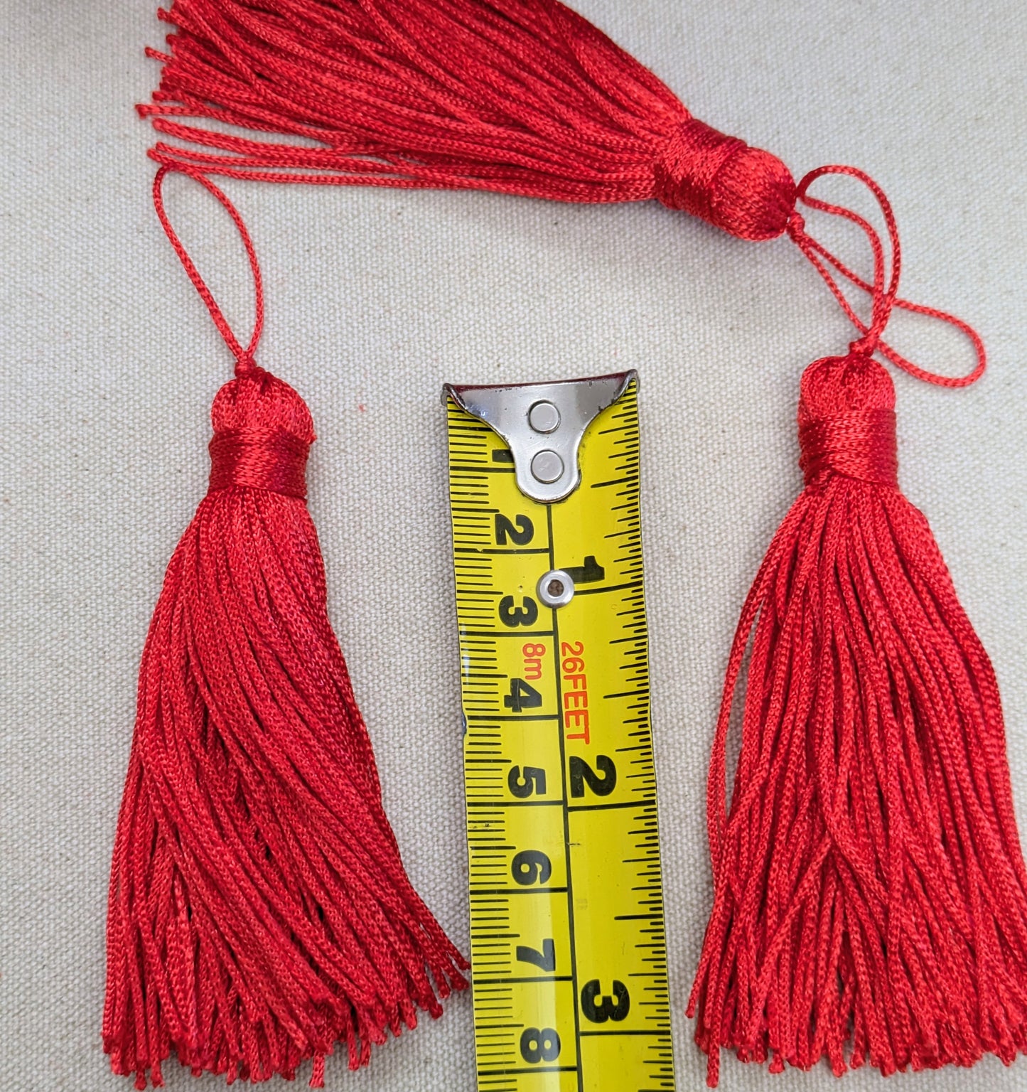 Small Red Tassels - Pack of 10 - Christmas Decoration / Cushion Tassel / Key Tassel