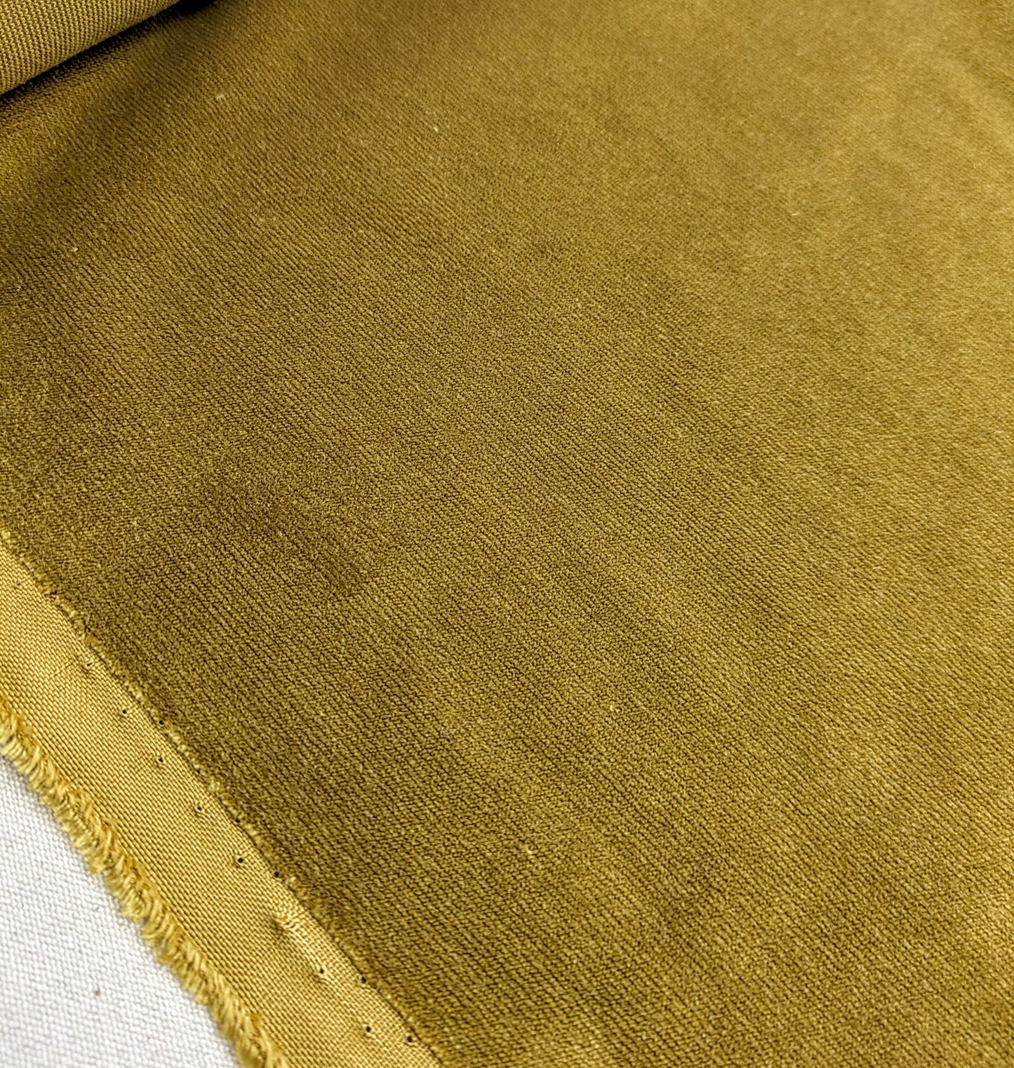 CLEARANCE - Plain Mustard Colour Velvet Fabric - Soft Furnishings & Upholstery - 2.2m Remnant