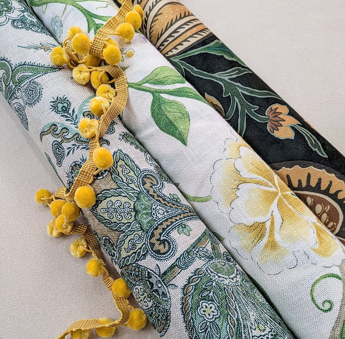 Yellow Pom Pom Trimming for Soft Furnishings & Upholstery