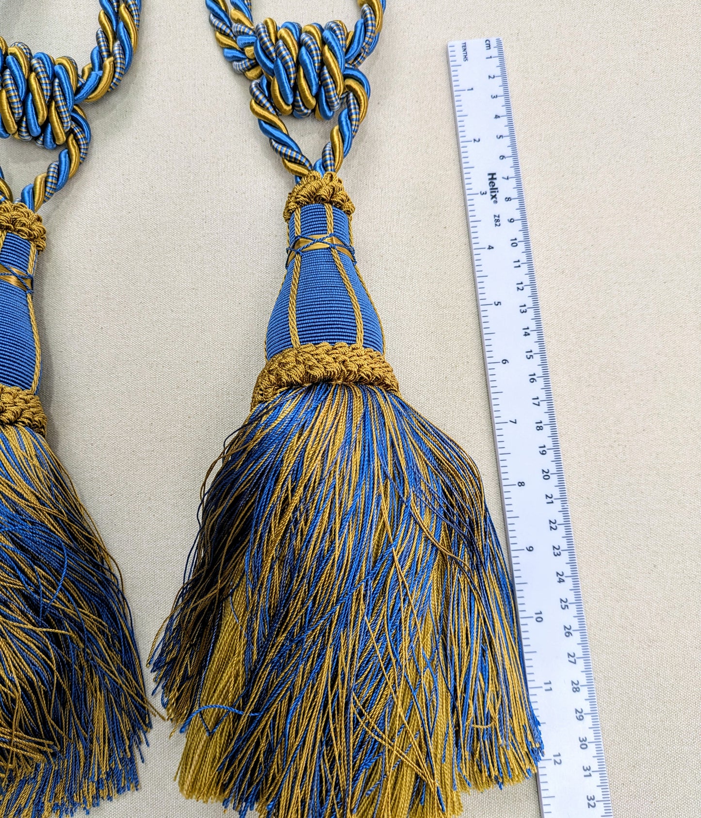 Blue & Gold Tiebacks / Curtain Tiebacks / Tassel Tiebacks