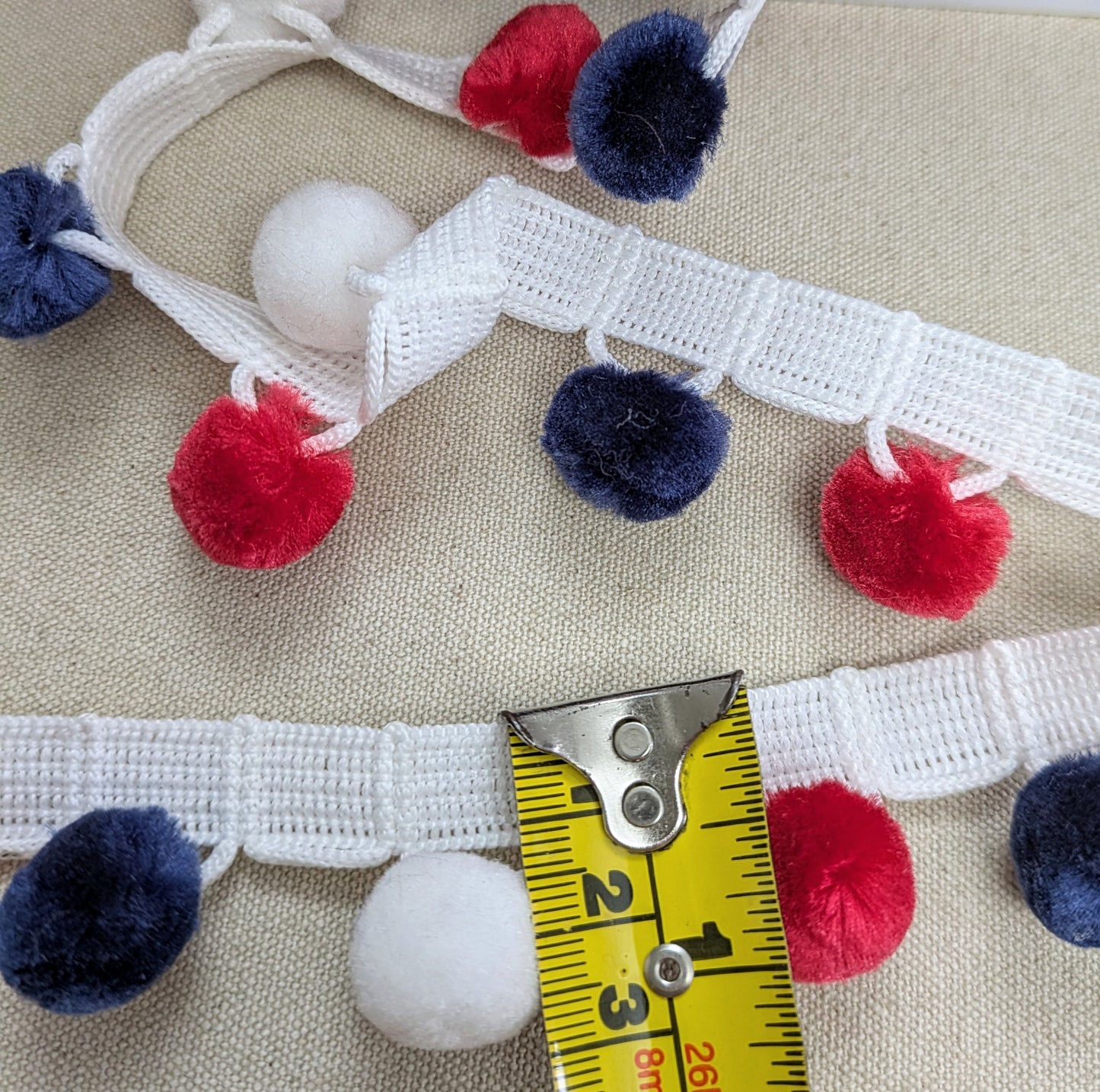 Red, White & Blue, Pom Pom Trimming for Cushions & Soft Furnishings