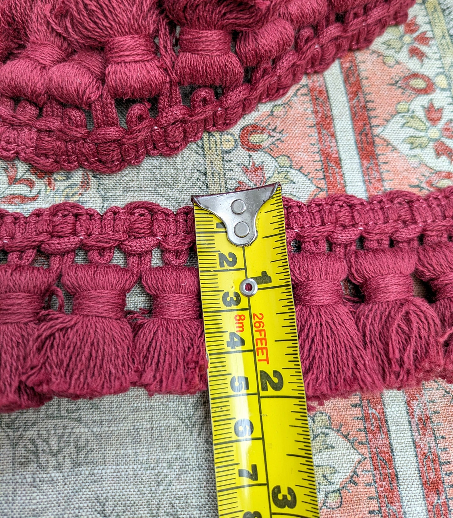 Burgundy Tassel Fringe / Trimming for Cushions & Upholstery - 5m Remnant