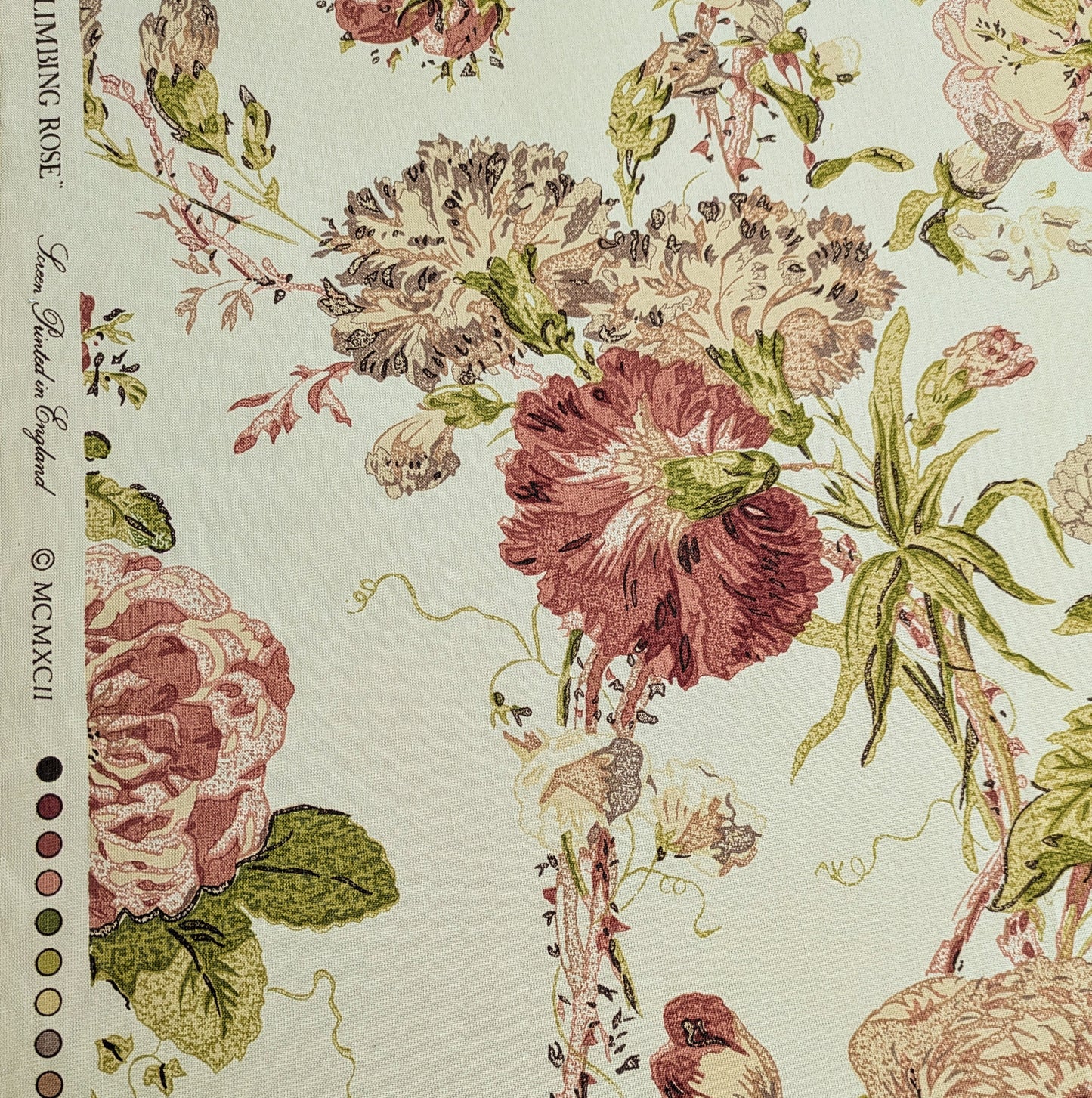 Climbing Rose by Hodsall McKenzie - Vintage Fabric - 2 Remnant Pieces