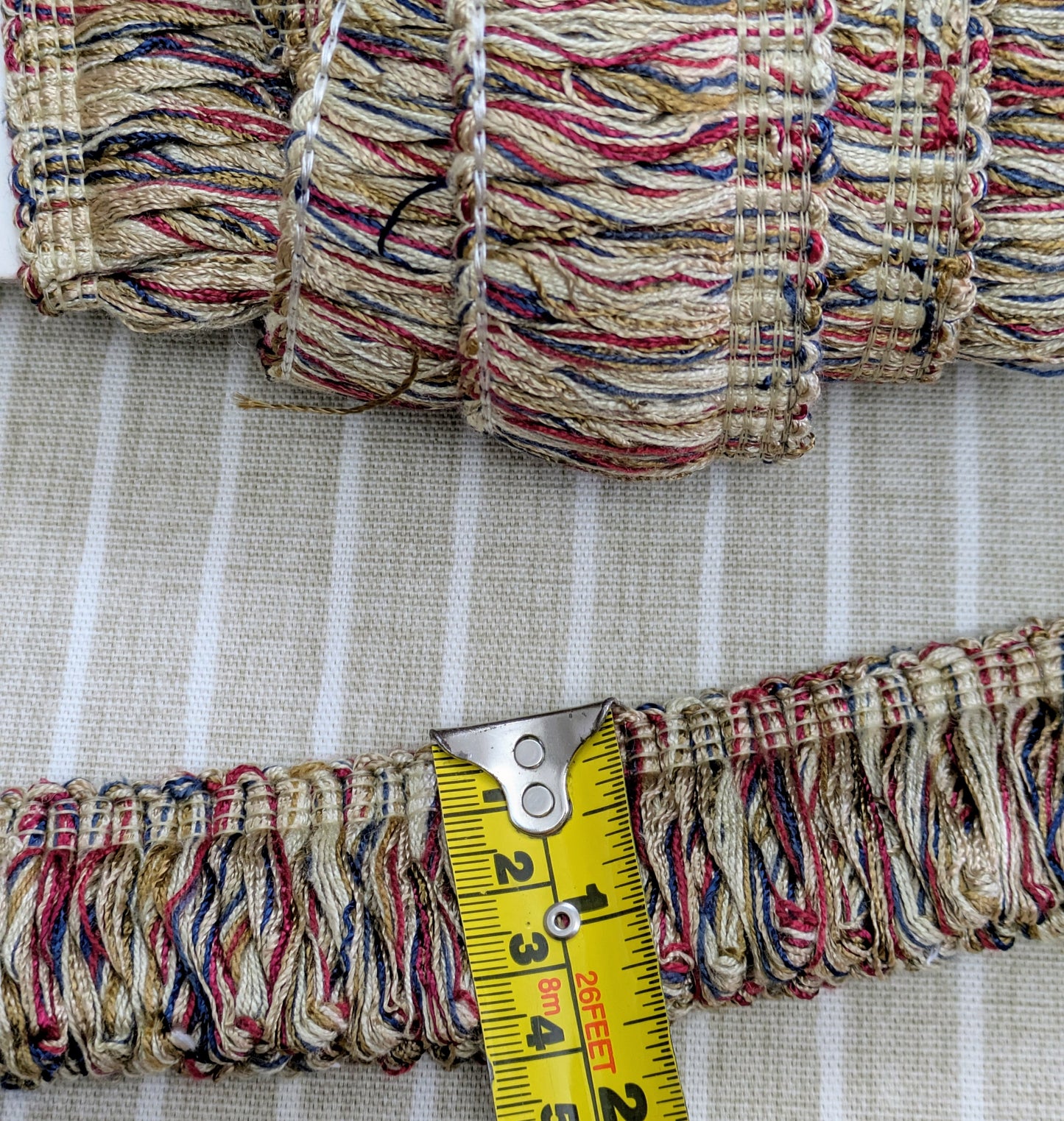 Red, Navy & Dark Cream, Ruche Fringe for Cushions, Soft Furnishings & Upholstery