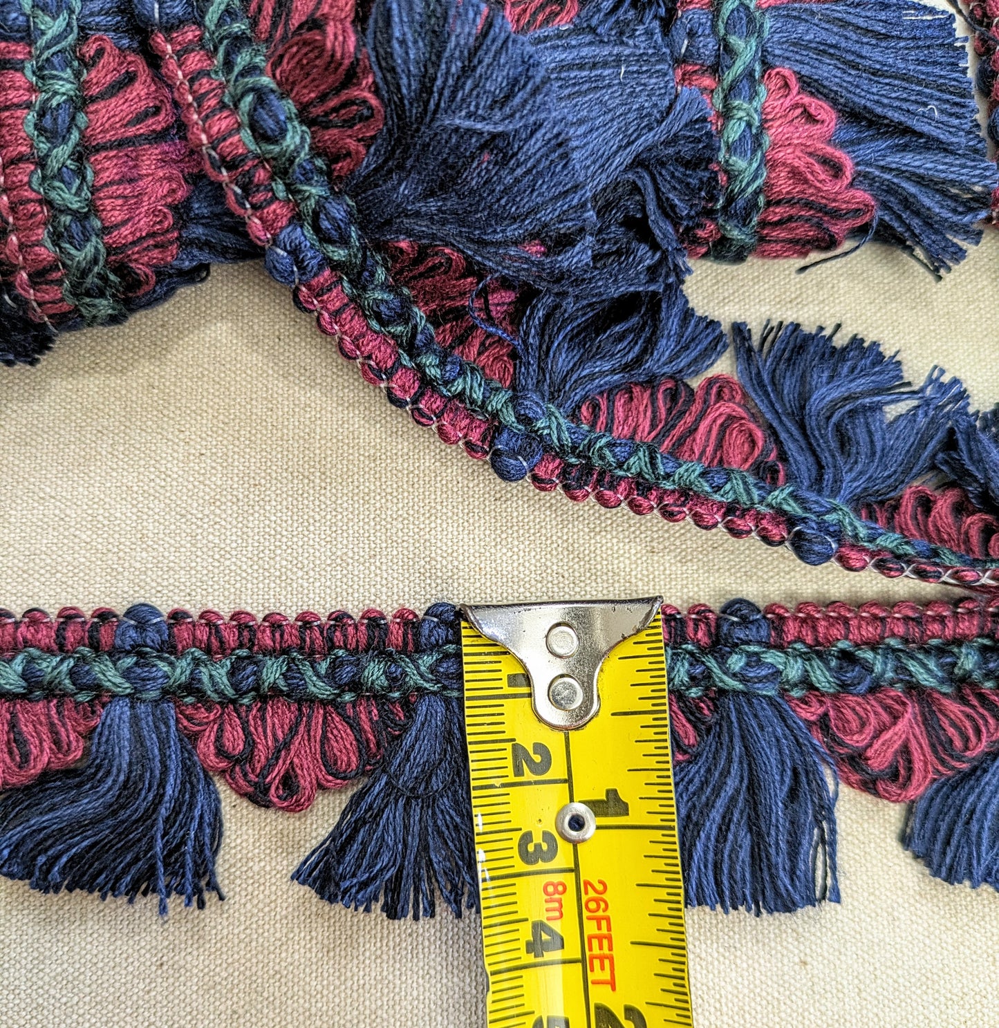 Navy & Aubergine, Fan Edge, Tassel Trimming for Cushions & Furnishings