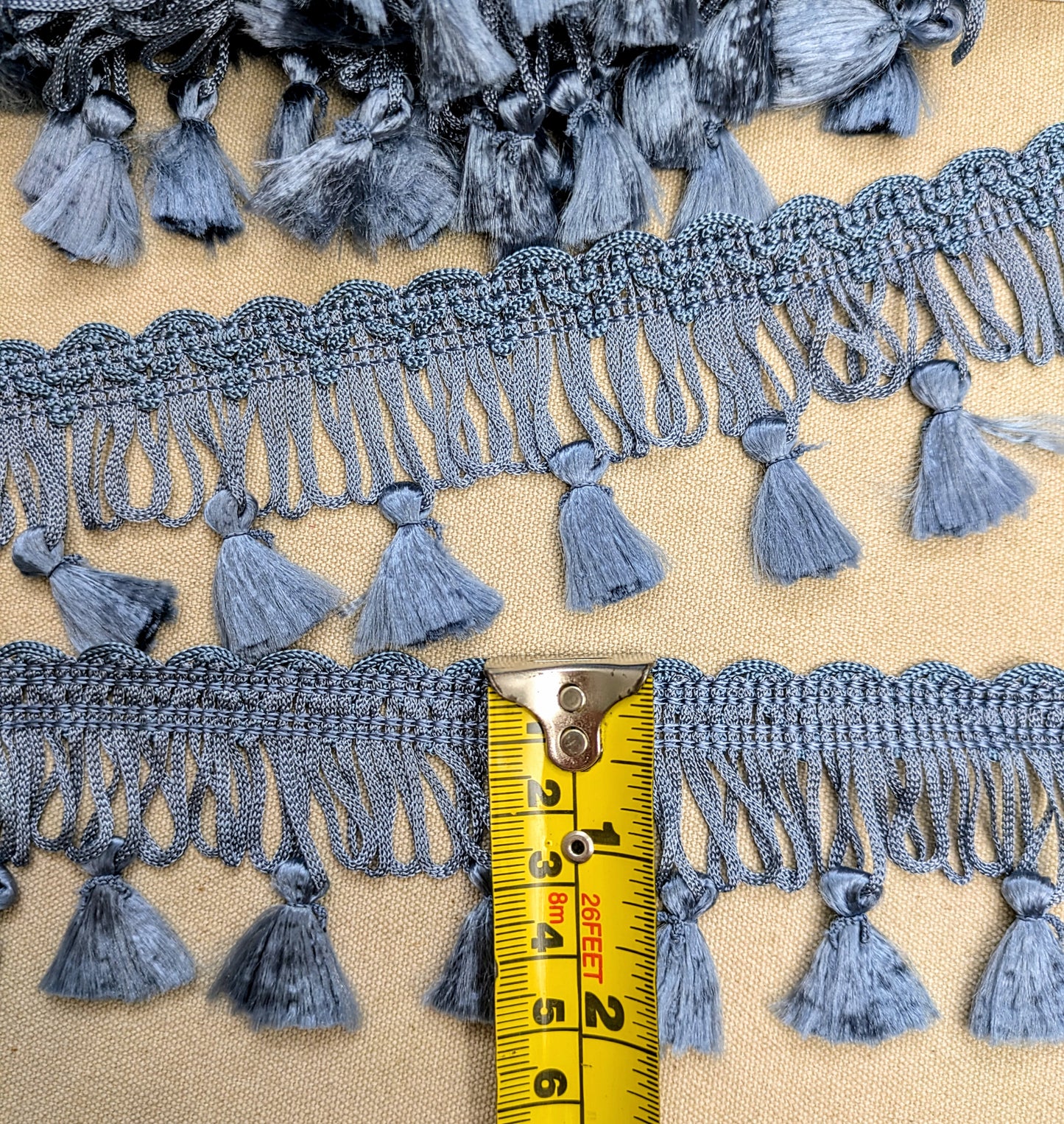 Vintage Blue Tassel Fringe for Soft Furnishings & Upholstery