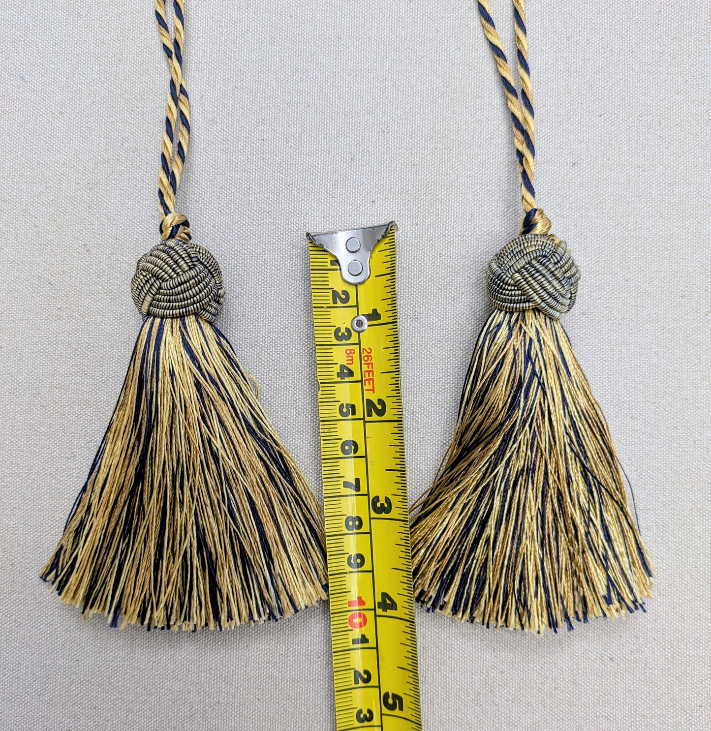 Gold & Navy Turks Head Tassels - Pair