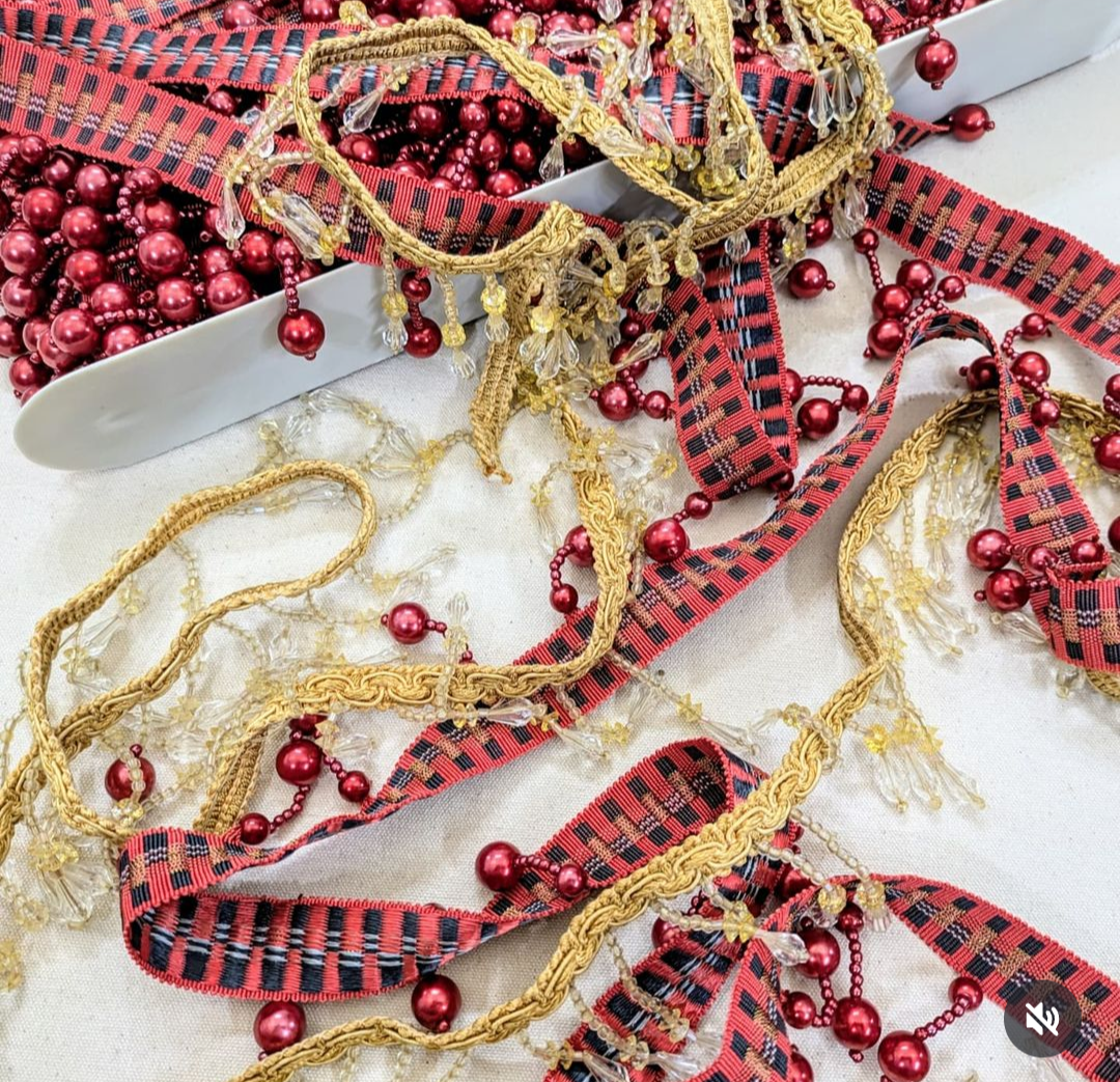 Discontinued Designer Red Bead Trimming