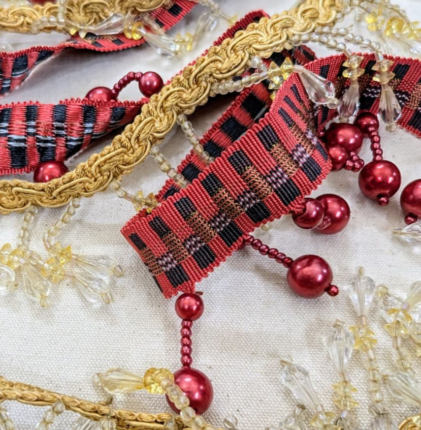 Discontinued Designer Red Bead Trimming