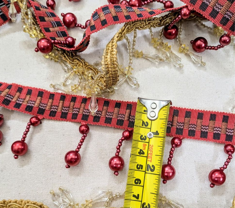 Discontinued Designer Red Bead Trimming