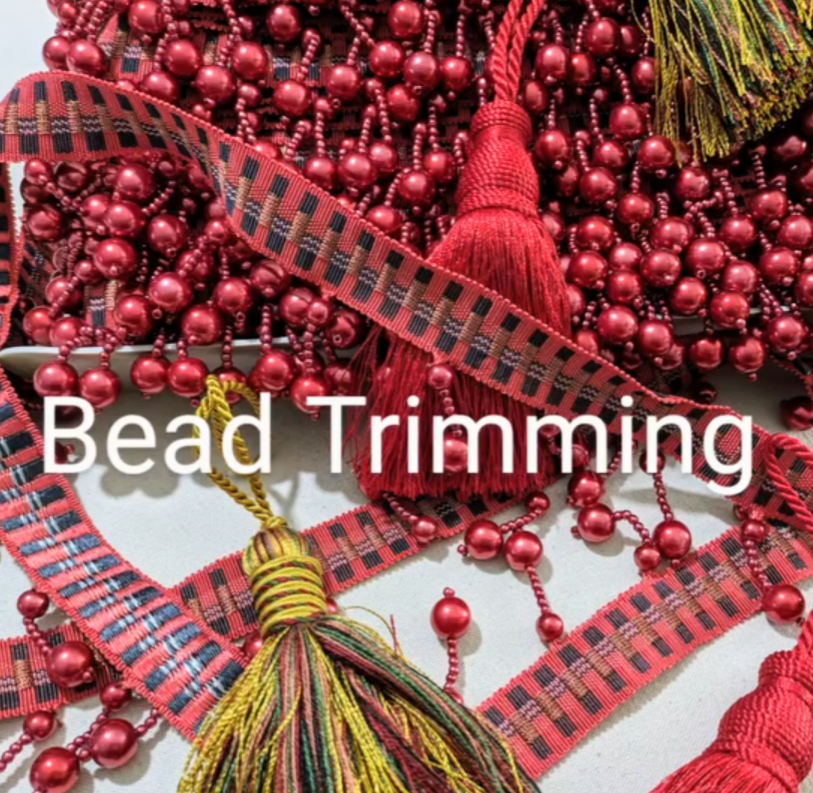 Discontinued Designer Red Bead Trimming