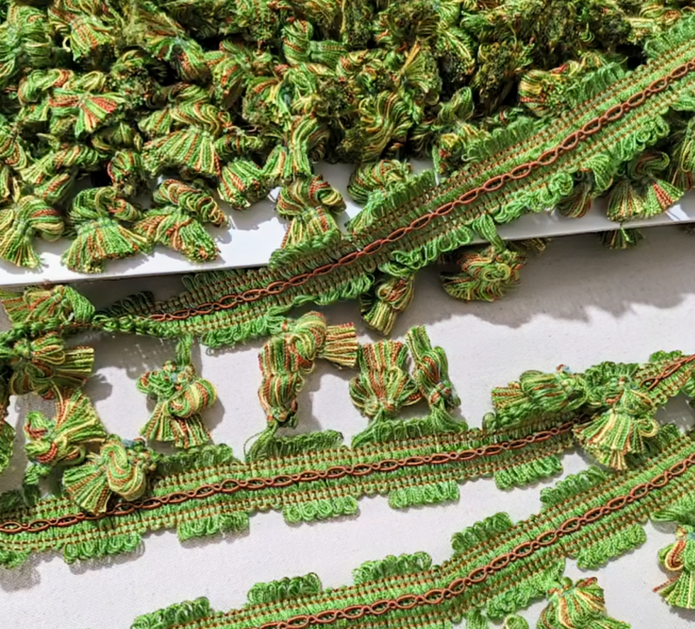 Discontinued Green, Onion Head, Tassel Trim - REDUCED