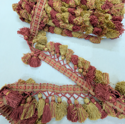 Terracotta, Orange / Apricot & Gold Tassel Fringe