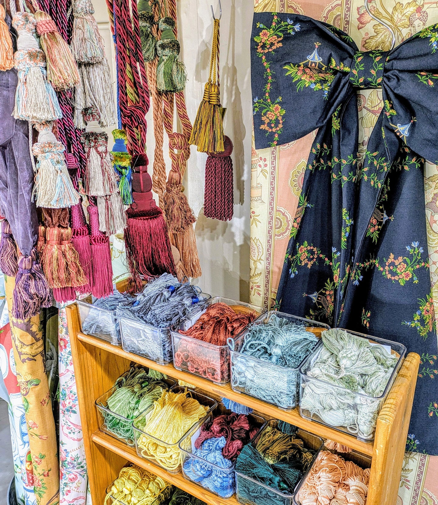 Large Christmas Bow - Chinoiserie, Embroidered Fabric