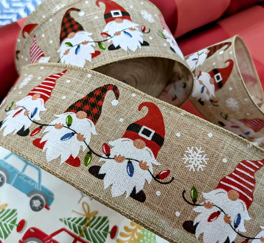 Wide, Christmas Elves, Wired Ribbon - Christmas Decorating