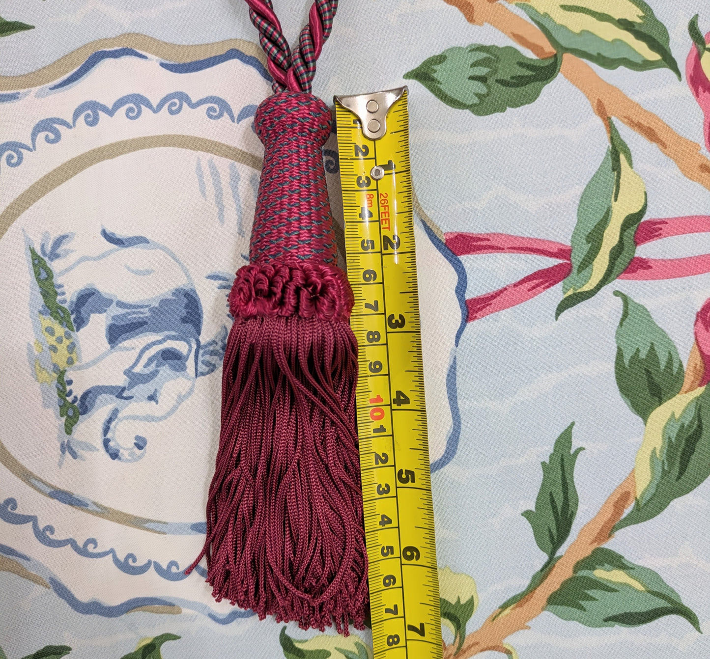 Fuchsia Pink / Wine Tiebacks with Teal / Green details