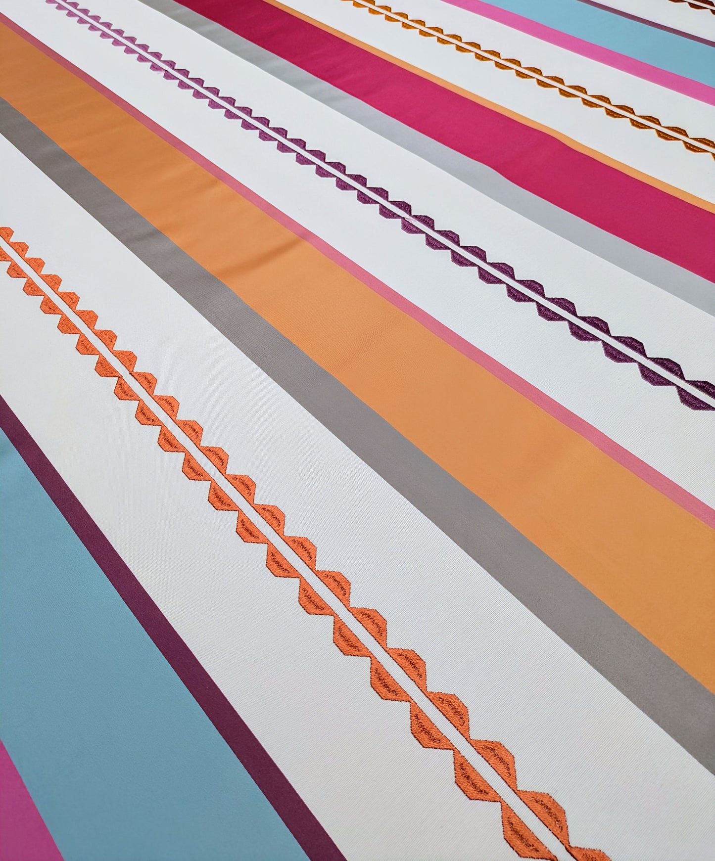 Folium Stripe by Villa Nova - Embroidered Faux Silk - REDUCED