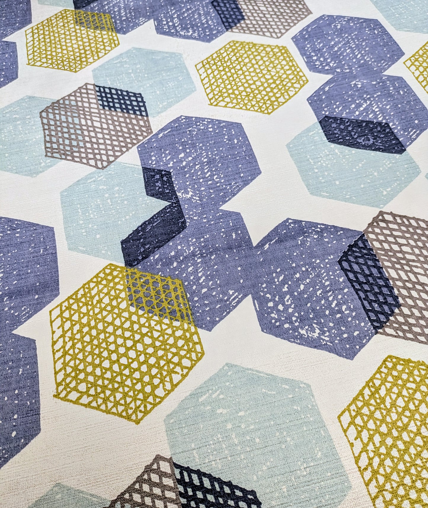 Honeycomb Velvet 'Agapanthus' by Villa Nova - Discontinued Fabric - REDUCED