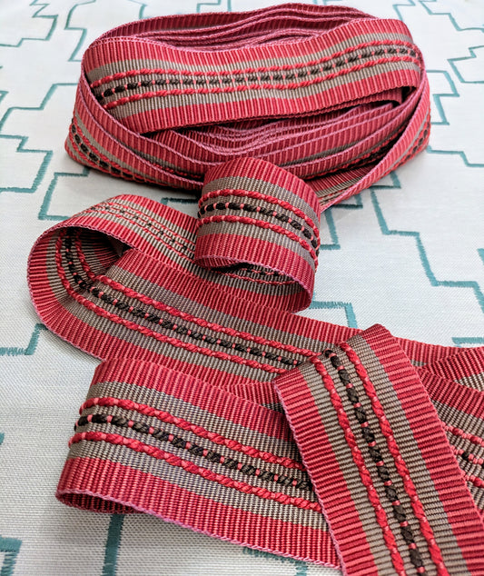 Chilli Stripe Embroidered Trimming for Cushions, Upholstery & Soft Furnishings