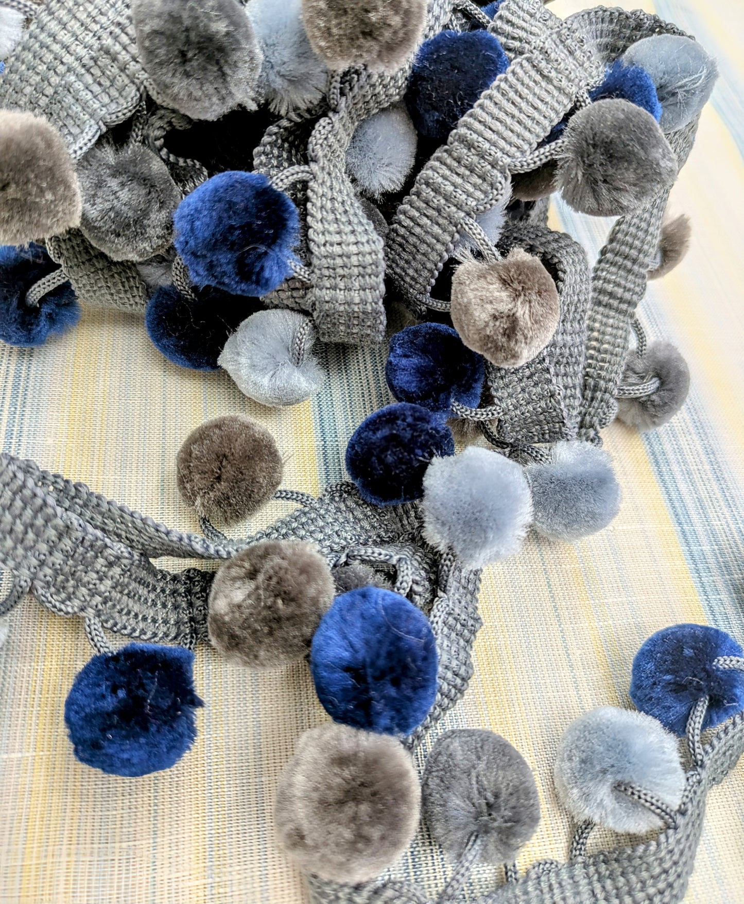 Pom Pom Trimming - Navy, Smoke & Dove Colour