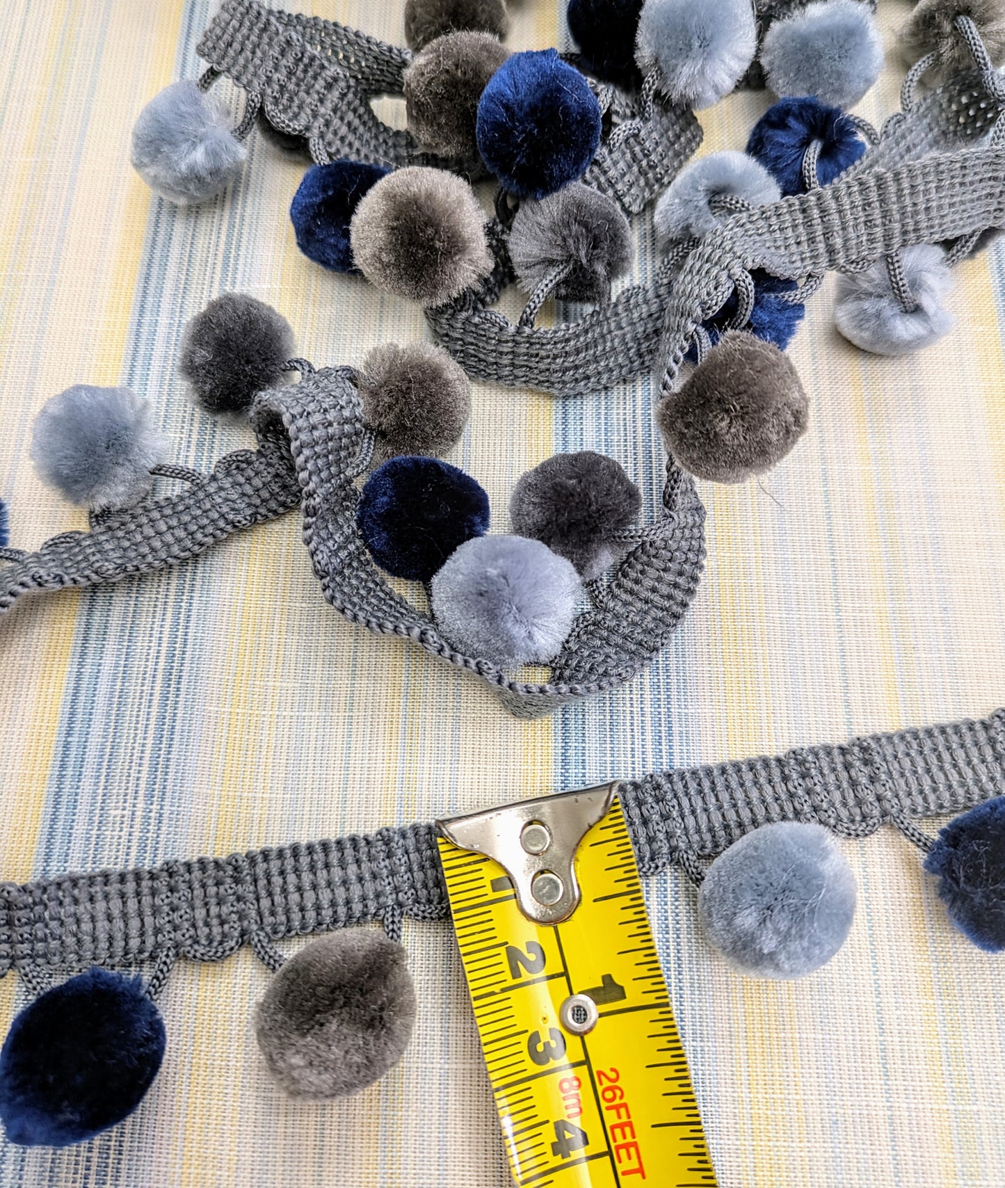 Pom Pom Trimming - Navy, Smoke & Dove Colour