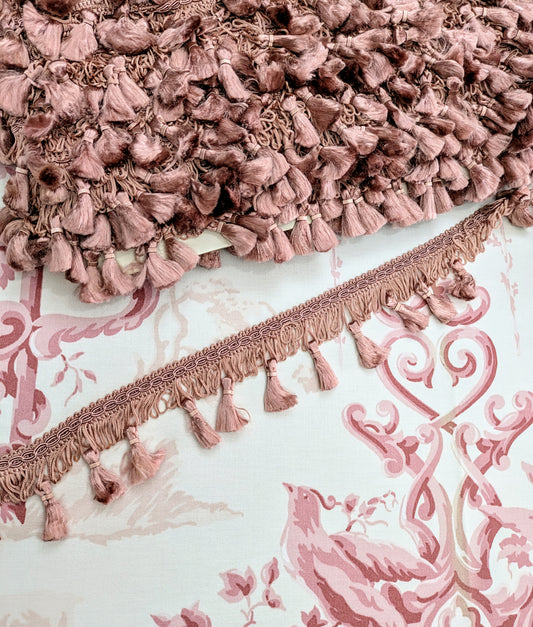 Vintage Pink Tassel Fringe / Trimming for Cushions & Upholstery