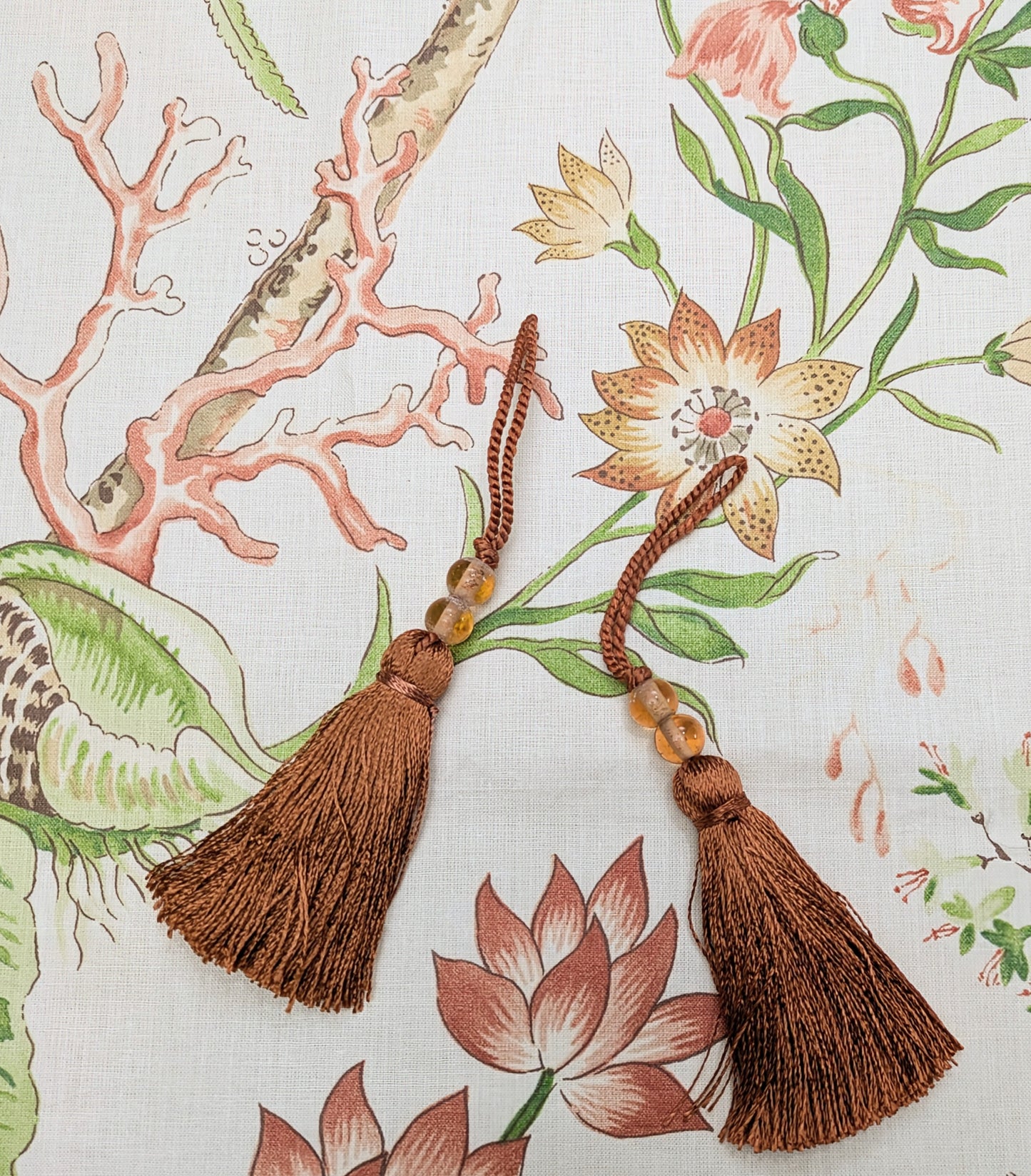 Burnt Orange Beaded Slim Tassel / Key Tassel / Cushion Tassel