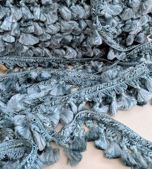 Vintage Teal Tassel Fringe / Trimming for Cushions & Upholstery