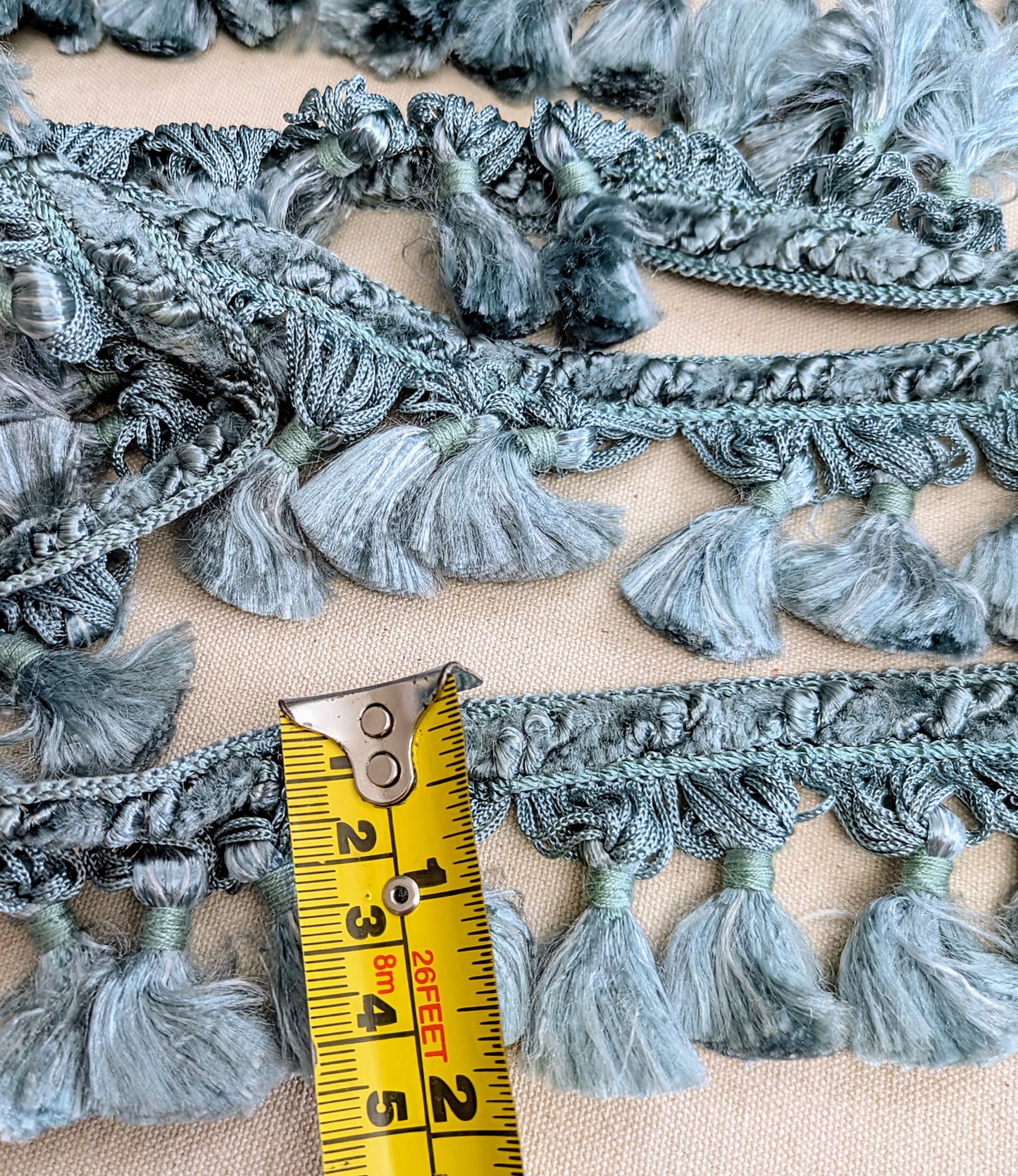 Vintage Teal Tassel Fringe / Trimming for Cushions & Upholstery