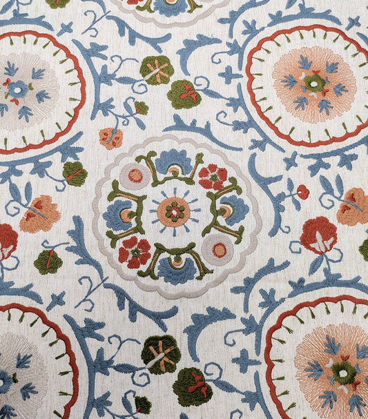 Keya Suzani by John Lewis - Multi Colourway - Embroidered Fabric - 1.47m Remnant