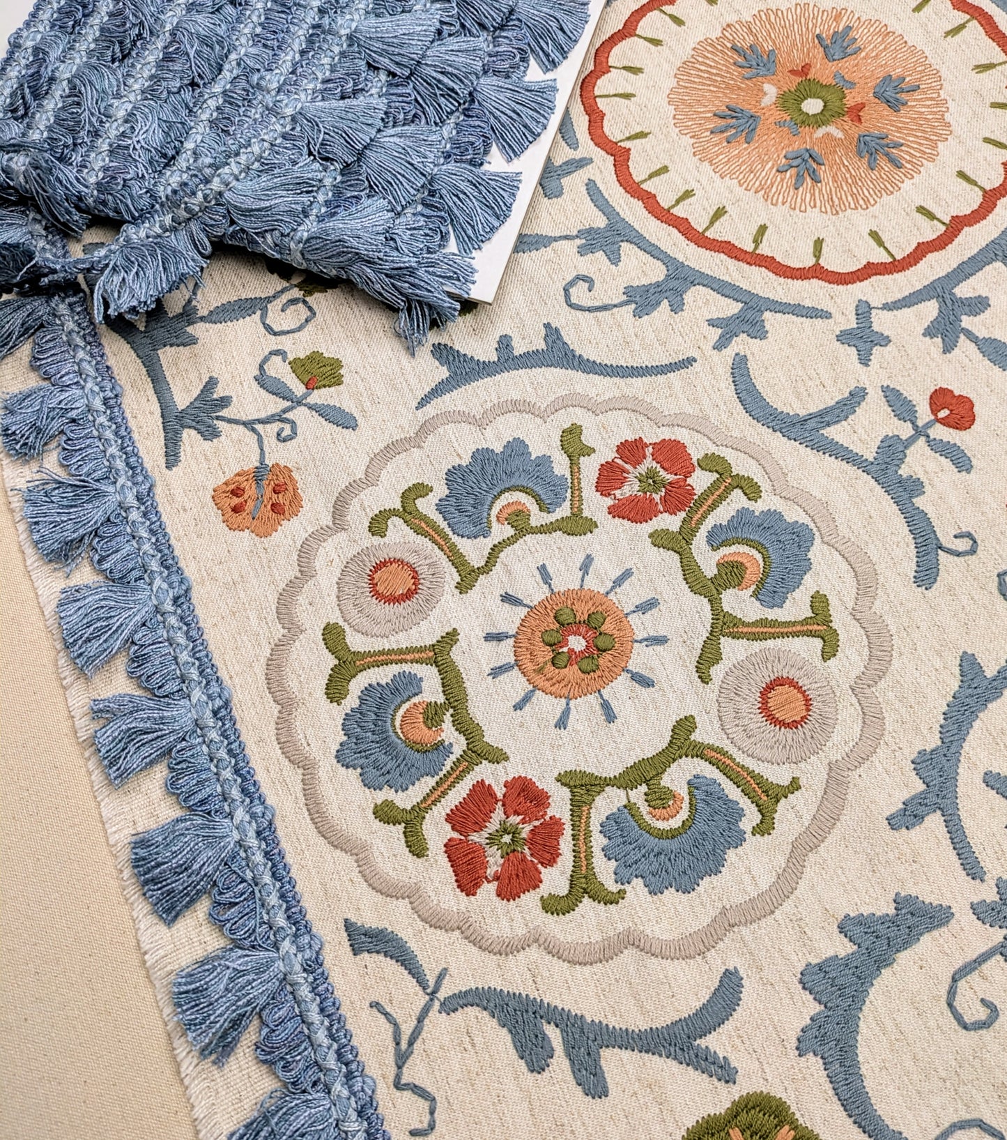 Blue Fan Edge, Tassel Trimming for Cushions & Furnishings