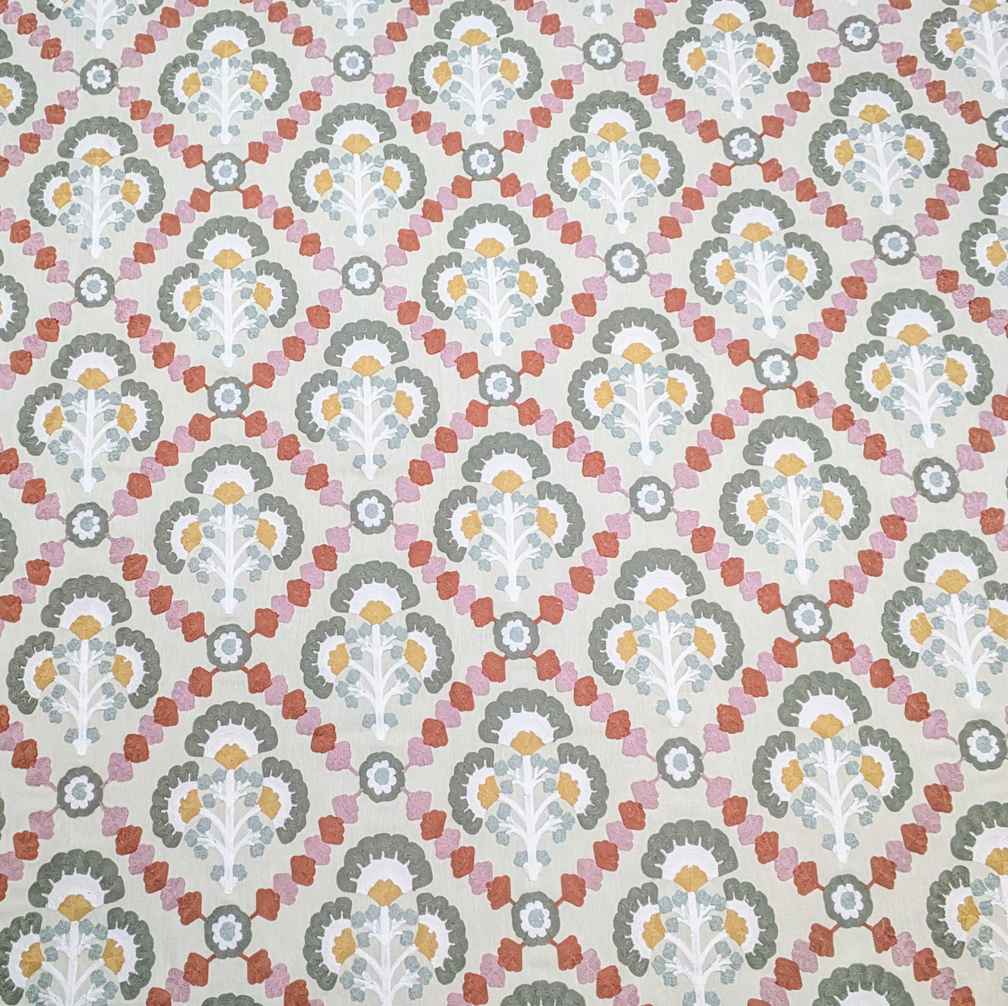 Floral Trellis by John Lewis - Embroidered Fabric - 1.1m Remnant