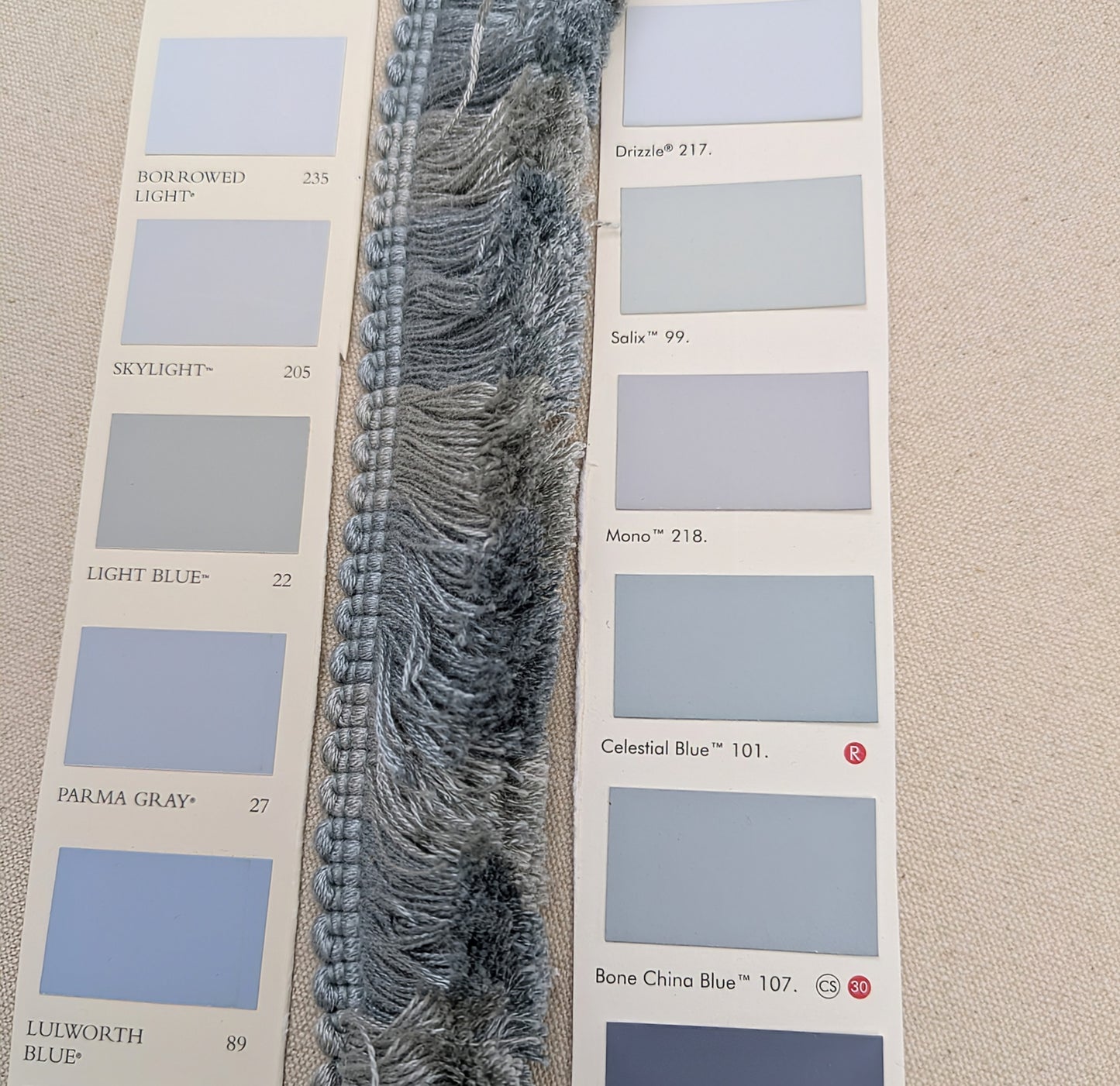 Sky Blue, Lilac & Light Blue, Two Tone Ruche Fringe for Soft Furnishings / Upholstery & Cushions