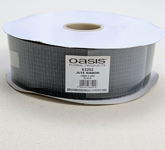 Black Jute Ribbon - 20m Roll - Floral use/ Wreath making/ Crafts/Halloween