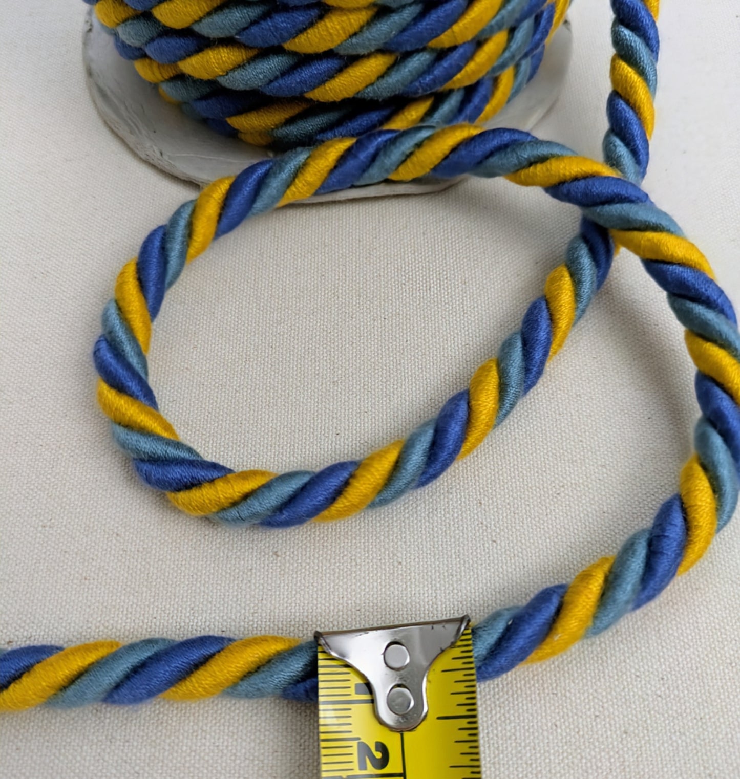 Blue, Teal & Mustard, Twisted Rope Piping / Piping Cord for Soft furnishings & Upholstery - 25m Roll