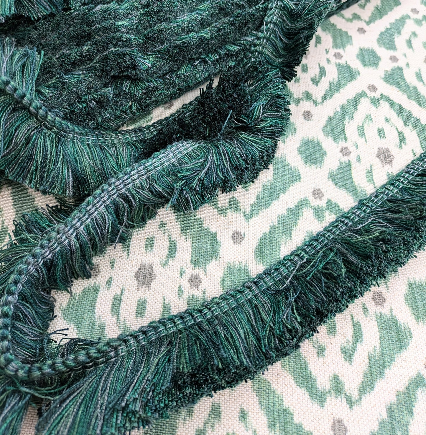 Dark Green Ruche Fringe for Cushions, Soft Furnishings & Upholstery