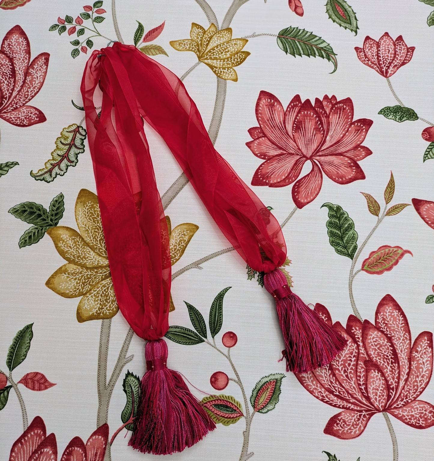 Red & Lilac Organza Tiebacks