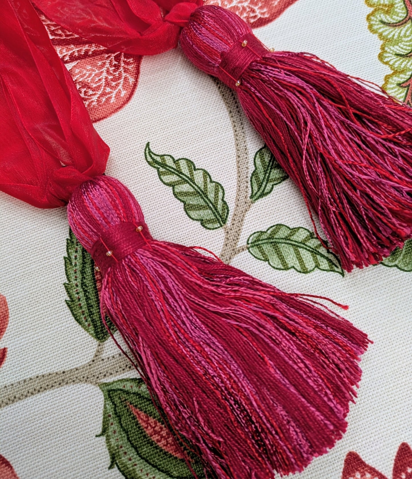 Red & Lilac Organza Tiebacks