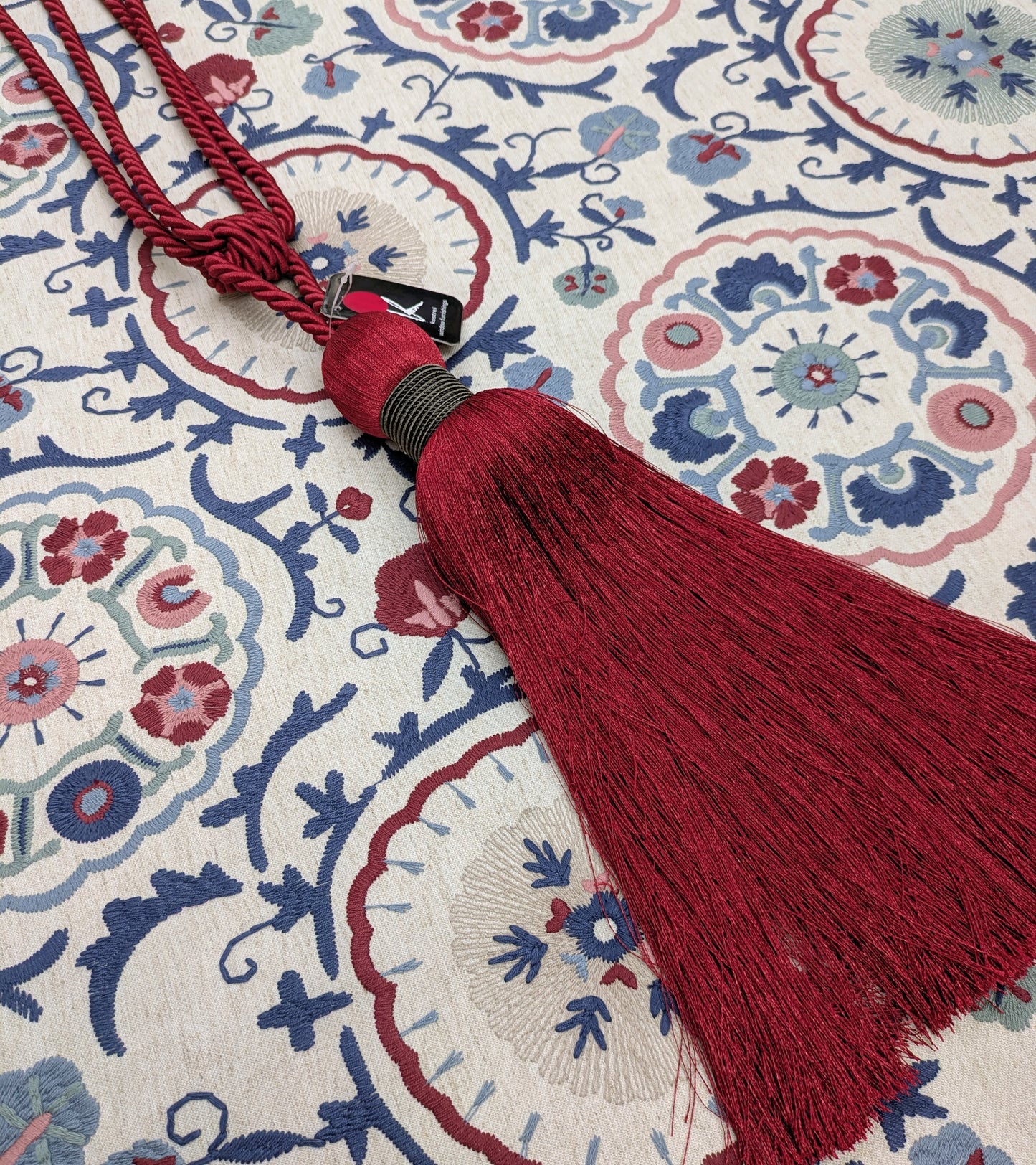 Keya Suzani by John Lewis -  Red / Blue Colourway -Embroidered Fabric - 1.34m Remnant