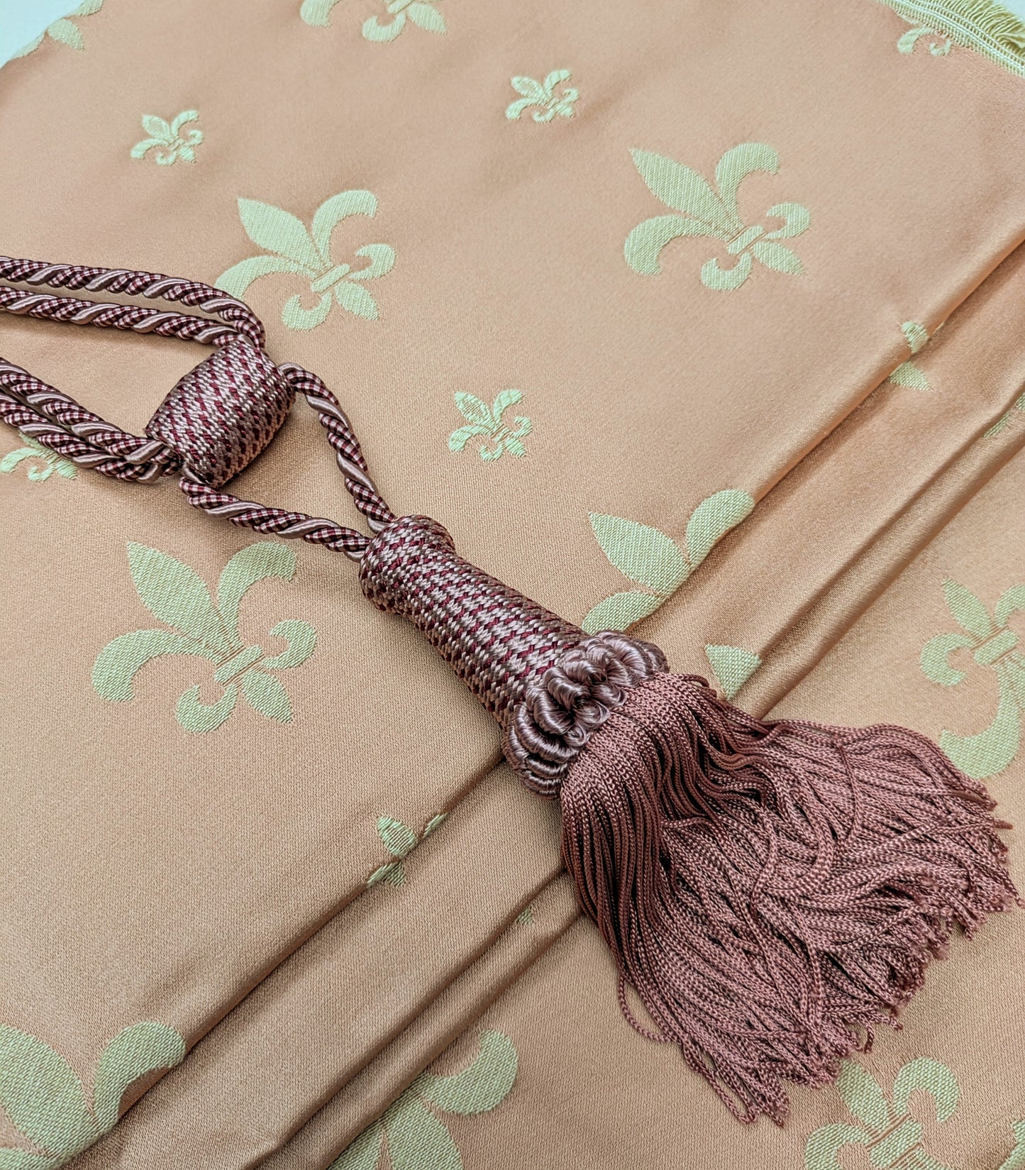 Discontinued, Pink & Cream Fleur de Lys Upholstery / Curtain Fabric