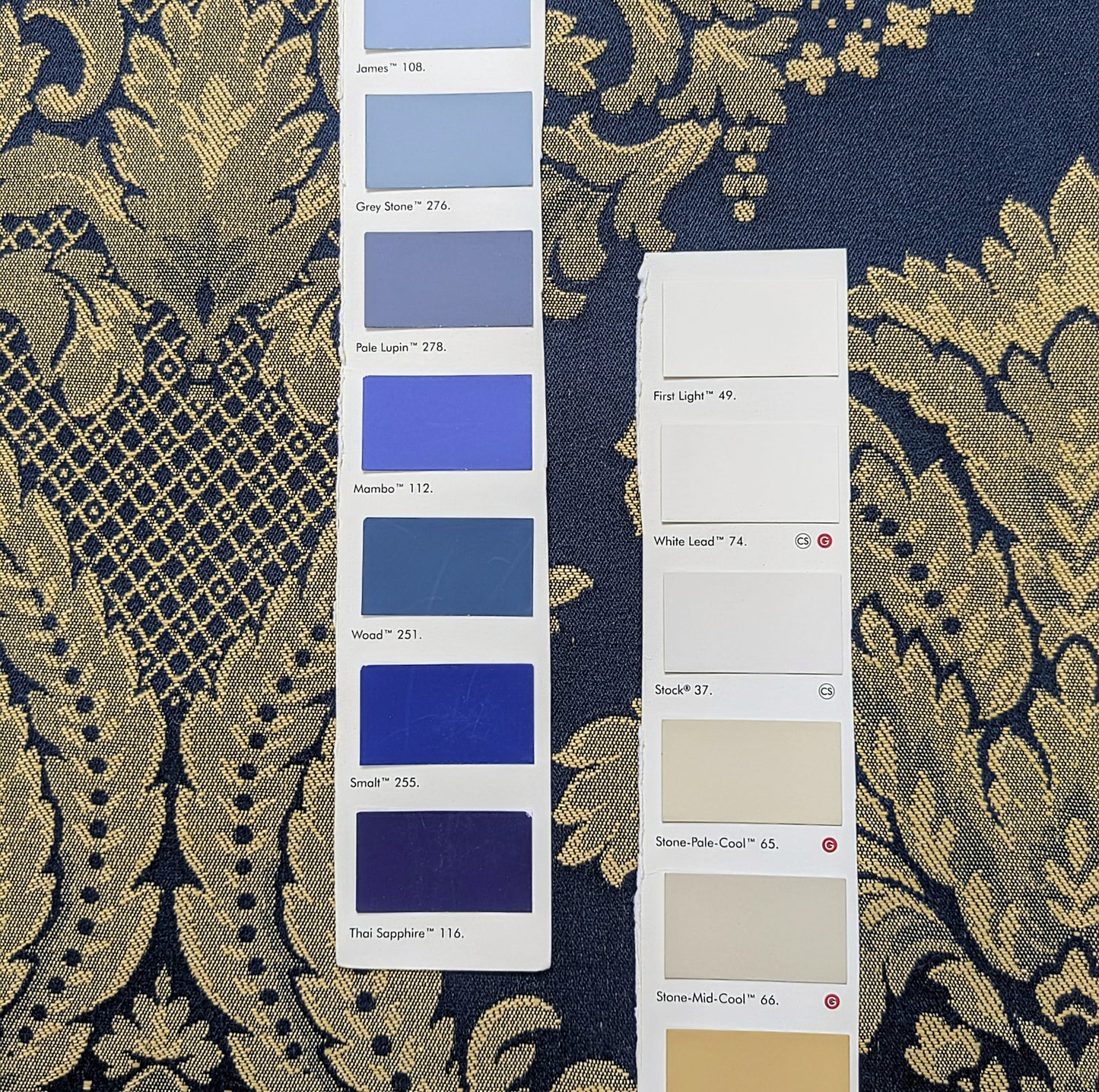 Vintage Navy and Cream Damask