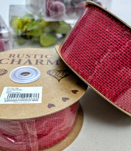 Wired Christmas Ribbon by Oasis - 10m Roll - Hessian