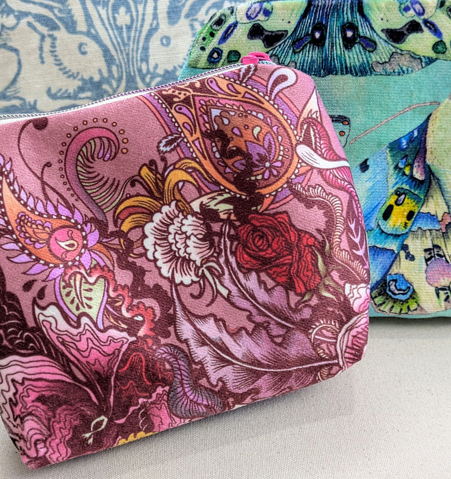 Pink Velvet Make up / Toiletry Bag - Christmas or Birthday Gift