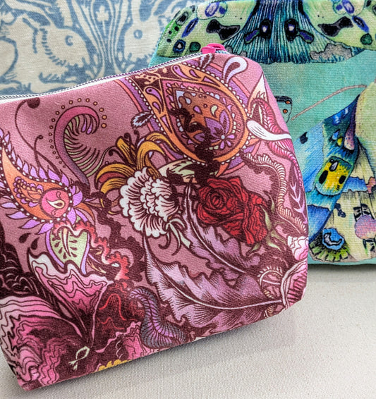 Pink Velvet Make up / Toiletry Bag - Christmas or Birthday Gift