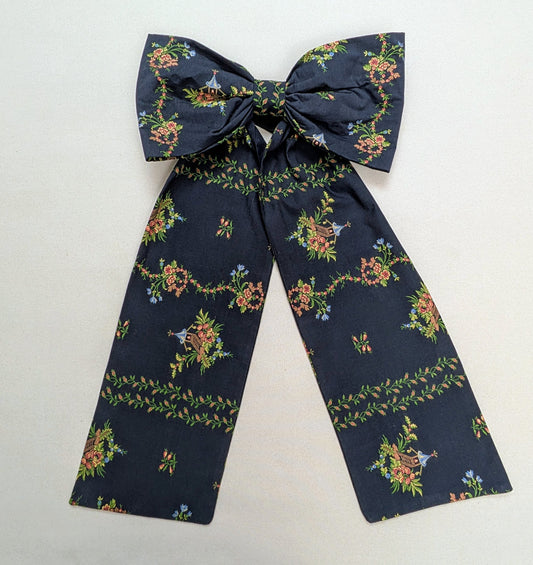 Large Christmas Bow - Chinoiserie, Embroidered Fabric