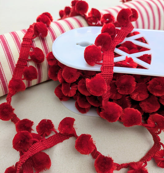 Pom Pom Trimming - Red, Turquoise, Purple or Pink