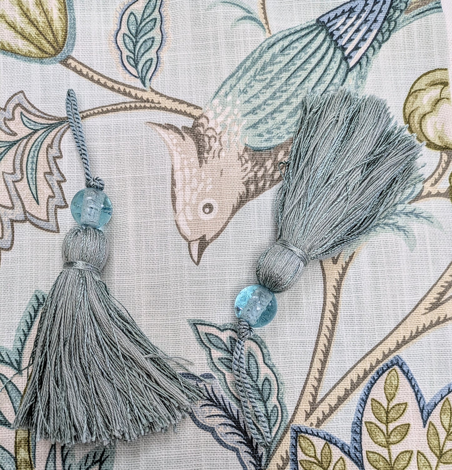 Aqua Beaded Cushion Tassels, Key Tassels, Decorative Tassels