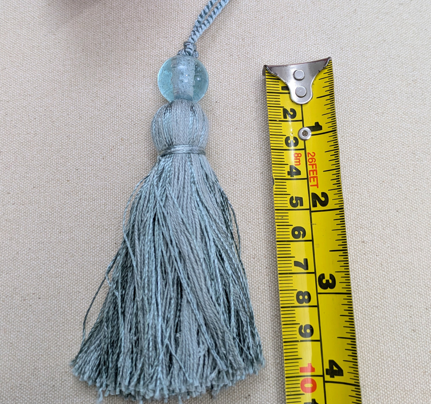 Aqua Beaded Cushion Tassels, Key Tassels, Decorative Tassels