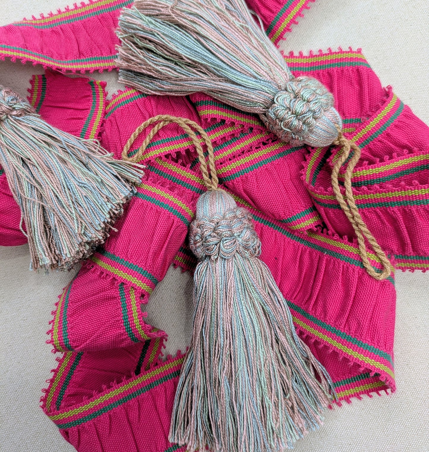 Pink  & Aqua Tassels / Key Tassel / Cushion Tassel